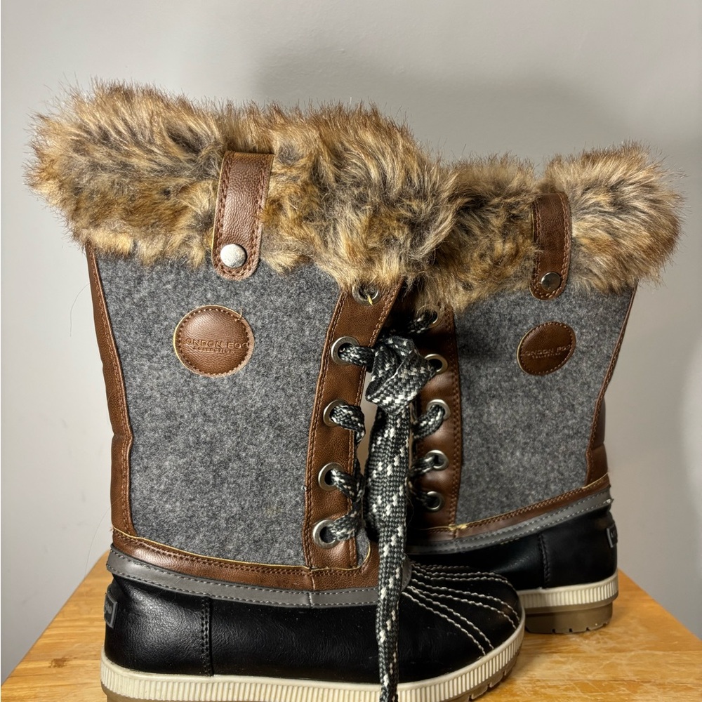 Women's Gray and Brown Winter Boots